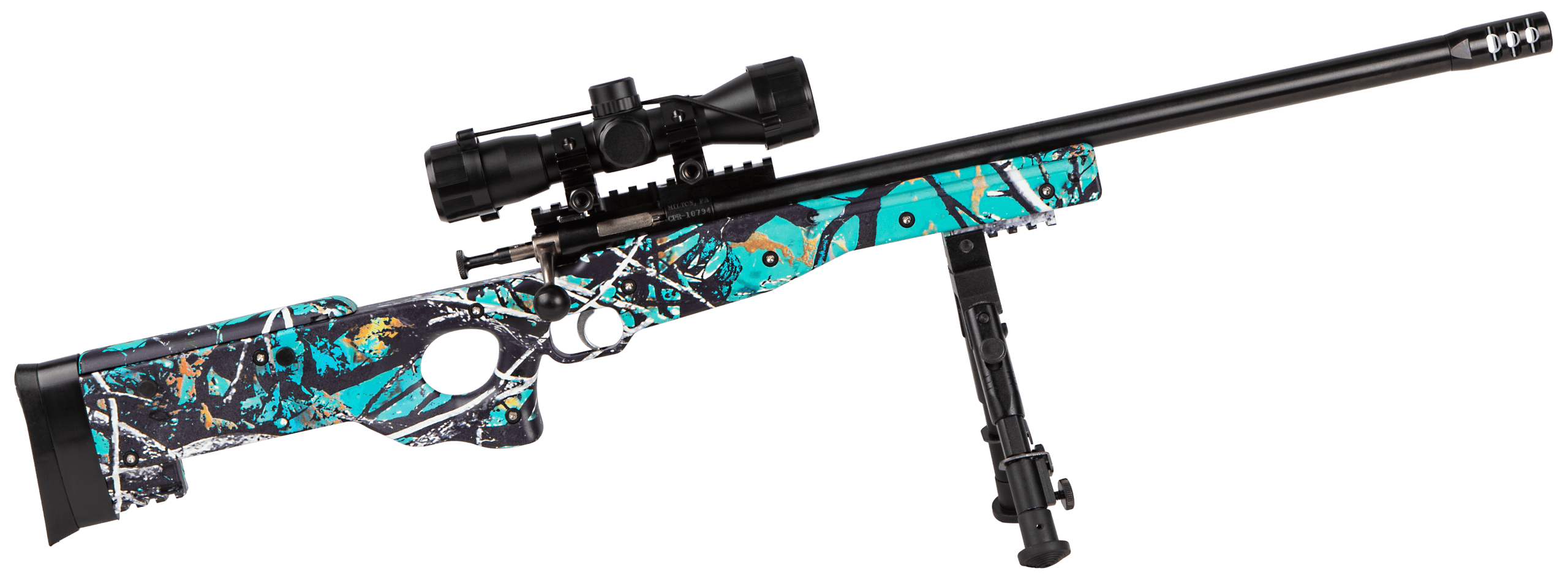 Crickett KSA2149 Precision Package Youth 22 LR 1rd 16.12" Threaded Bull Barrel w/Muzzle Brake Adjustable Cheek Comb Muddy Girl Serenity Synthetic Stock 10 3/8"-11 1/8" LOP Integrated Buttstock & Forend Crickettinny Rails Includes 4x28 Combat Scope & B