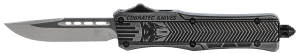CobraTec Knives SSWCTK1SDNS CTK-1  Small 2.75" OTF Drop Point Plain D2 Steel Blade/Black Stonewashed Aluminum Handle Features Glass Breaker Includes Pocket Clip