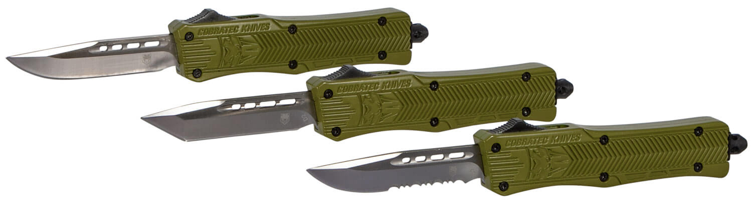 CobraTec Knives SODCTK1SDNS CTK-1 Small 2.75" OTF Drop Point Plain D2 Steel Blade/OD Green Aluminum Handle Features Glass Breaker Includes Pocket Clip - Image 4