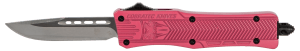 CobraTec Knives SPKCTK1SDNS CTK-1 Small 2.75" OTF Drop Point Plain D2 Steel Blade/Pink Aluminum Handle Features Glass Breaker Includes Pocket Clip