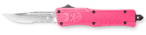 CobraTec Knives SPKCTK1SDS CTK-1 Small 2.75" OTF Drop Point Part Serrated D2 Steel Blade/ Pink Aluminum Handle Features Glass Breaker Includes Pocket Clip