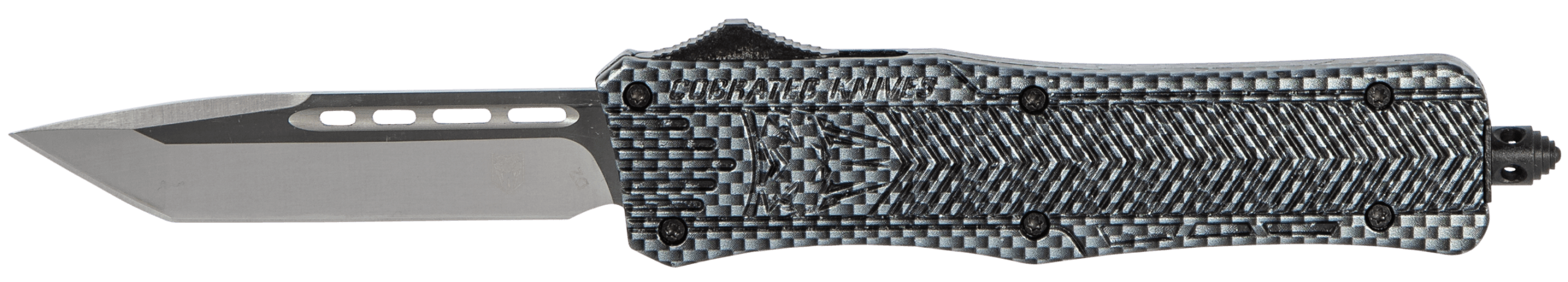 CobraTec Knives MCFCTK1MTNS CTK-1 Medium 3" OTF Tanto Plain D2 Steel Blade/Carbon Fiber Aluminum Handle Features Glass Breaker Includes Pocket Clip
