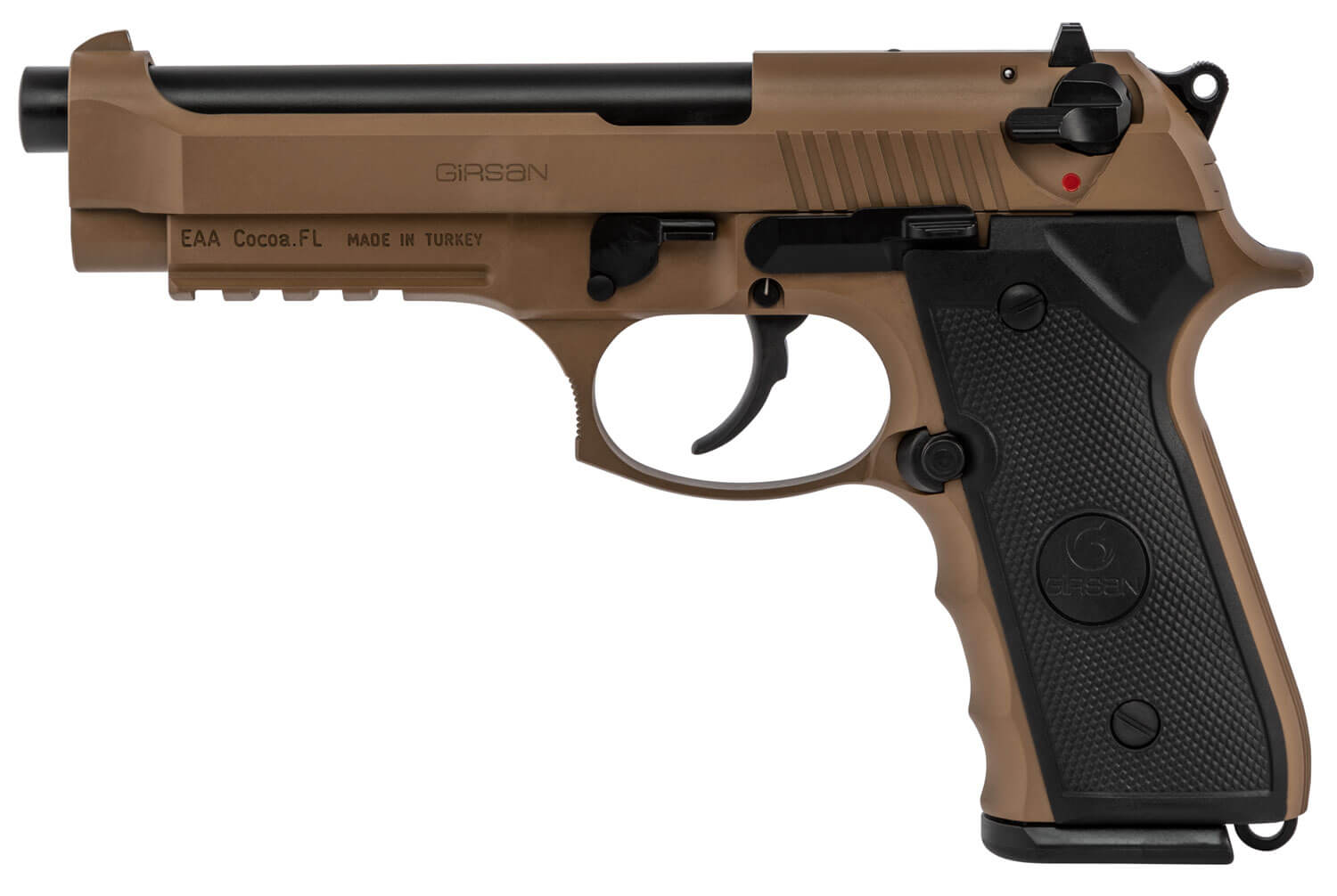 Girsan 390084 Regard MC 9mm Luger Caliber with 4.90" Barrel 18+1 Capacity Overall Flat Dark Earth Finish Aluminum Picatinny Rail Frame Serrated Steel Slide & Finger Grooved Black Polymer Grip - Image 2