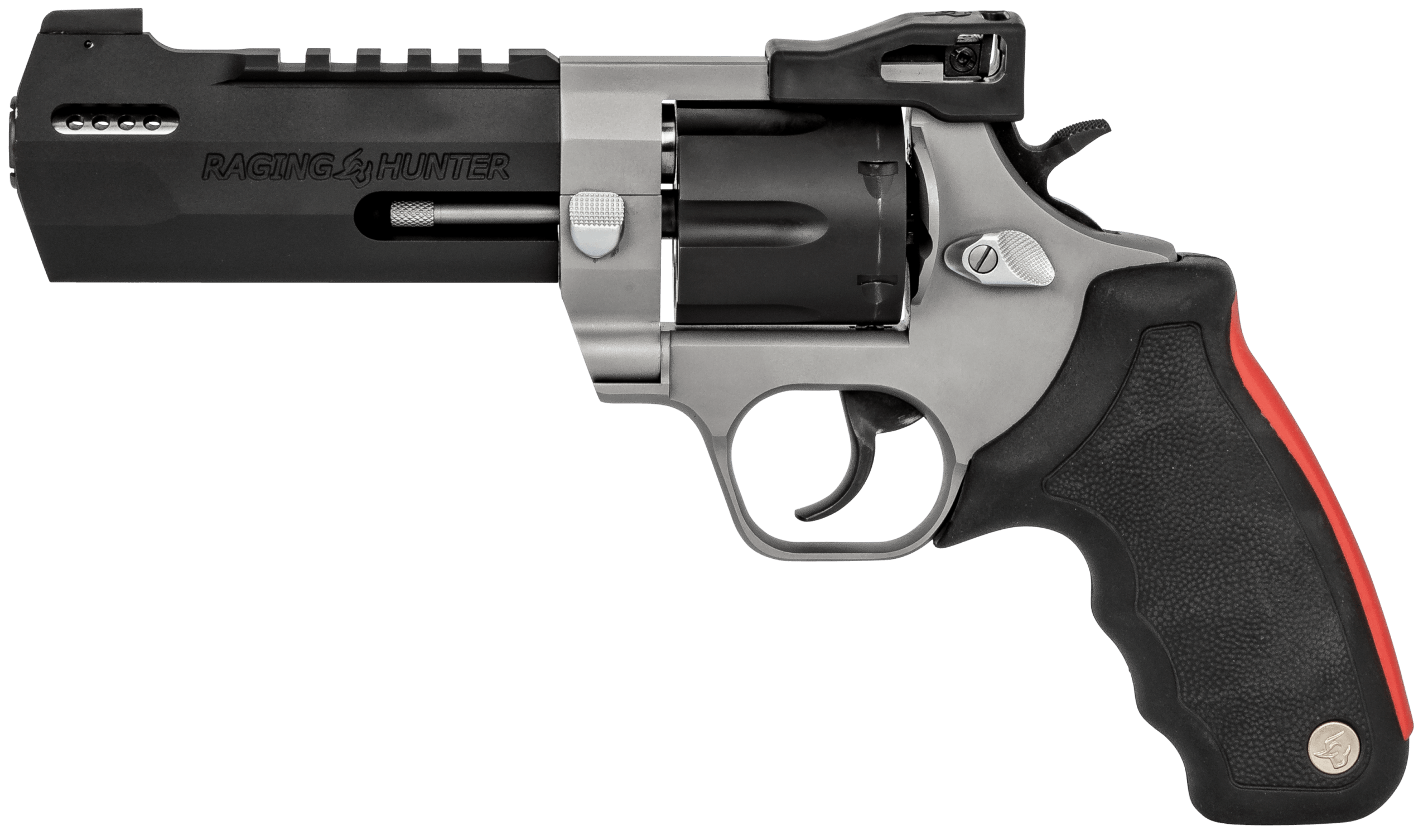 Taurus 2-440055RH Raging Hunter 44 Rem Mag 6rd 5.12" Picatinny Rail/Ported Barrel Matte Black Oxide Finish Cylinder Matte Finish Stainless Steel Frame & Black Rubber with Integrated Red Cushion Insert Grip - Image 6