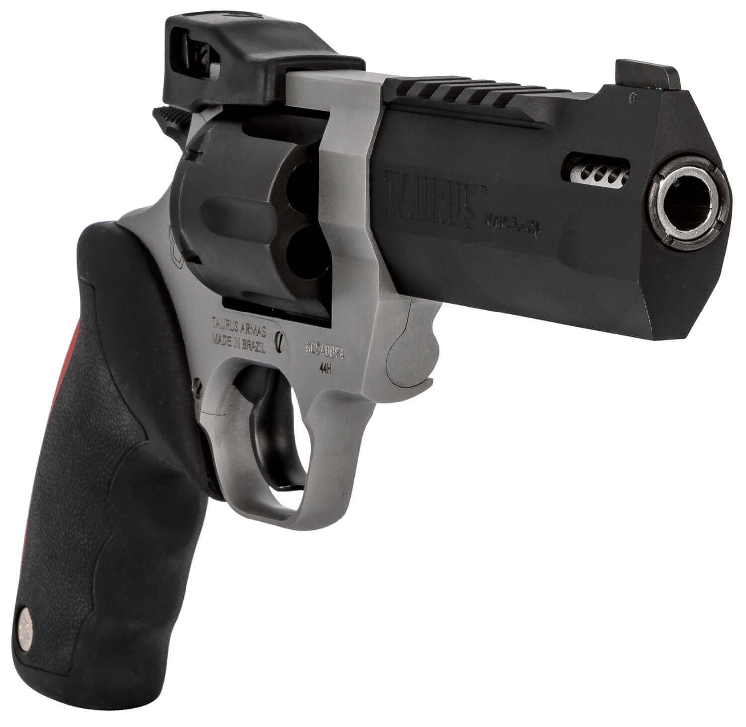 Taurus 2-440055RH Raging Hunter 44 Rem Mag 6rd 5.12" Picatinny Rail/Ported Barrel Matte Black Oxide Finish Cylinder Matte Finish Stainless Steel Frame & Black Rubber with Integrated Red Cushion Insert Grip - Image 4