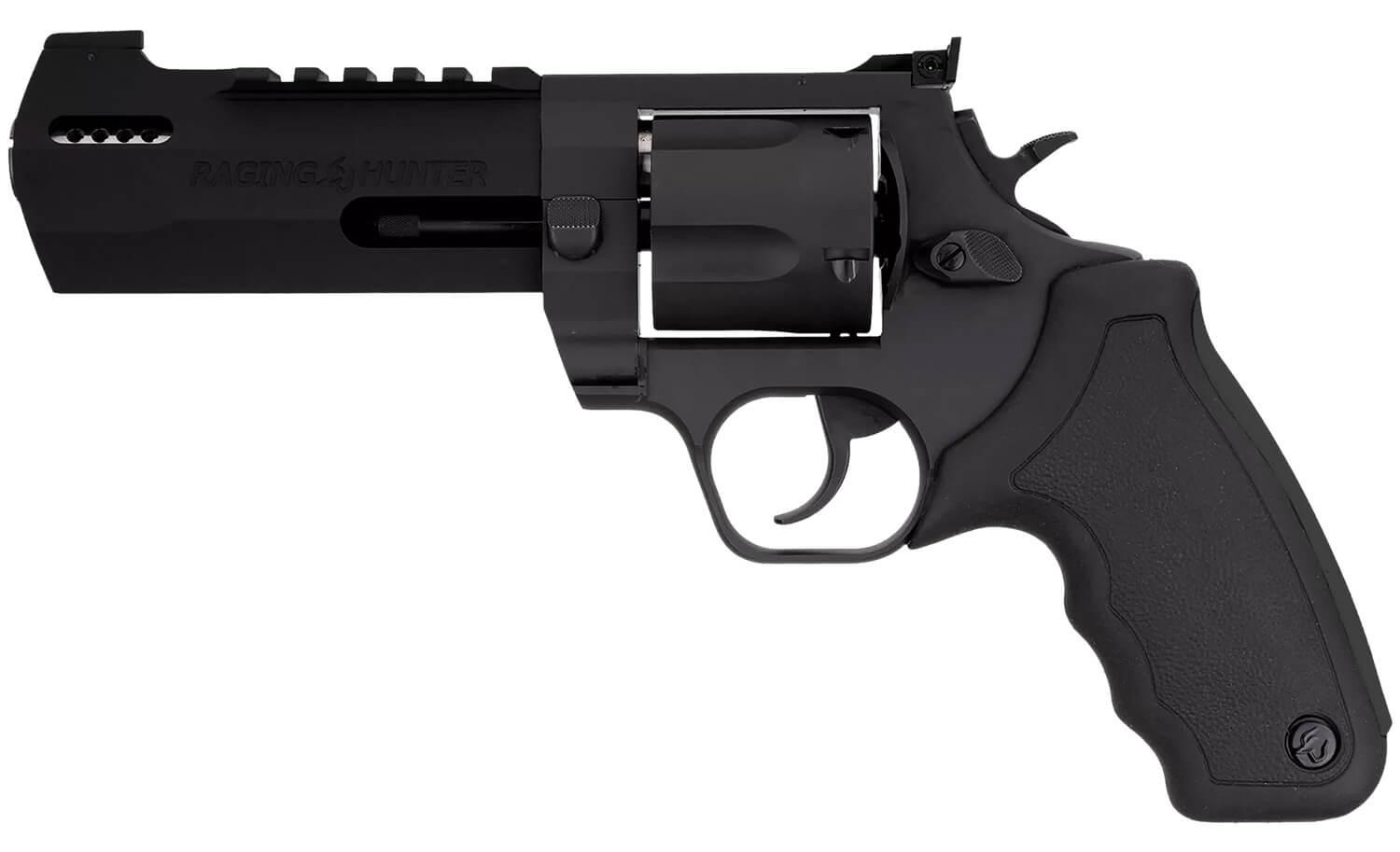 Taurus 2454051RH Raging Hunter 454 Casull 5rd 5.12" Picatinny Rail/Ported Barrel Matte Black Oxide Finish Cylinder Matte Black Oxide Finish Steel Frame & Black Rubber with Integrated Red Cushion Insert Grip - Image 2