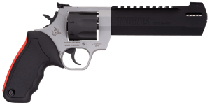 Taurus 2454065RH Raging Hunter  454 Casull Caliber with 6.75" Picatinny Rail/Ported Barrel  5rd Capacity Matte Black Oxide Finish Cylinder  Matte Finish Stainless Steel Frame & Black Rubber with Integrated Red Cushion Insert Grip