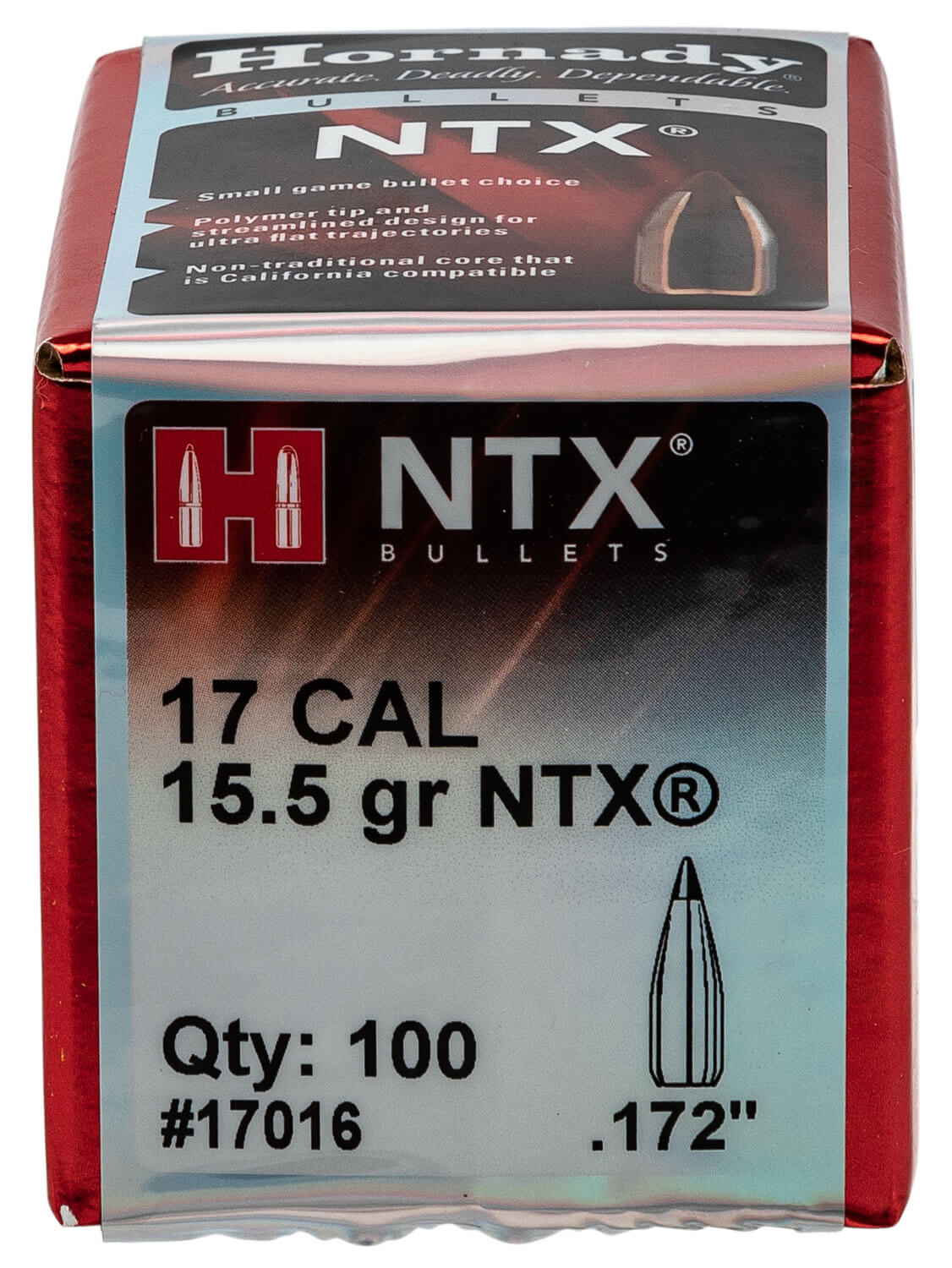 Hornady 17016 NXT 17 Caliber 15.5 GR Ballistic Tip 100 Box - Image 2