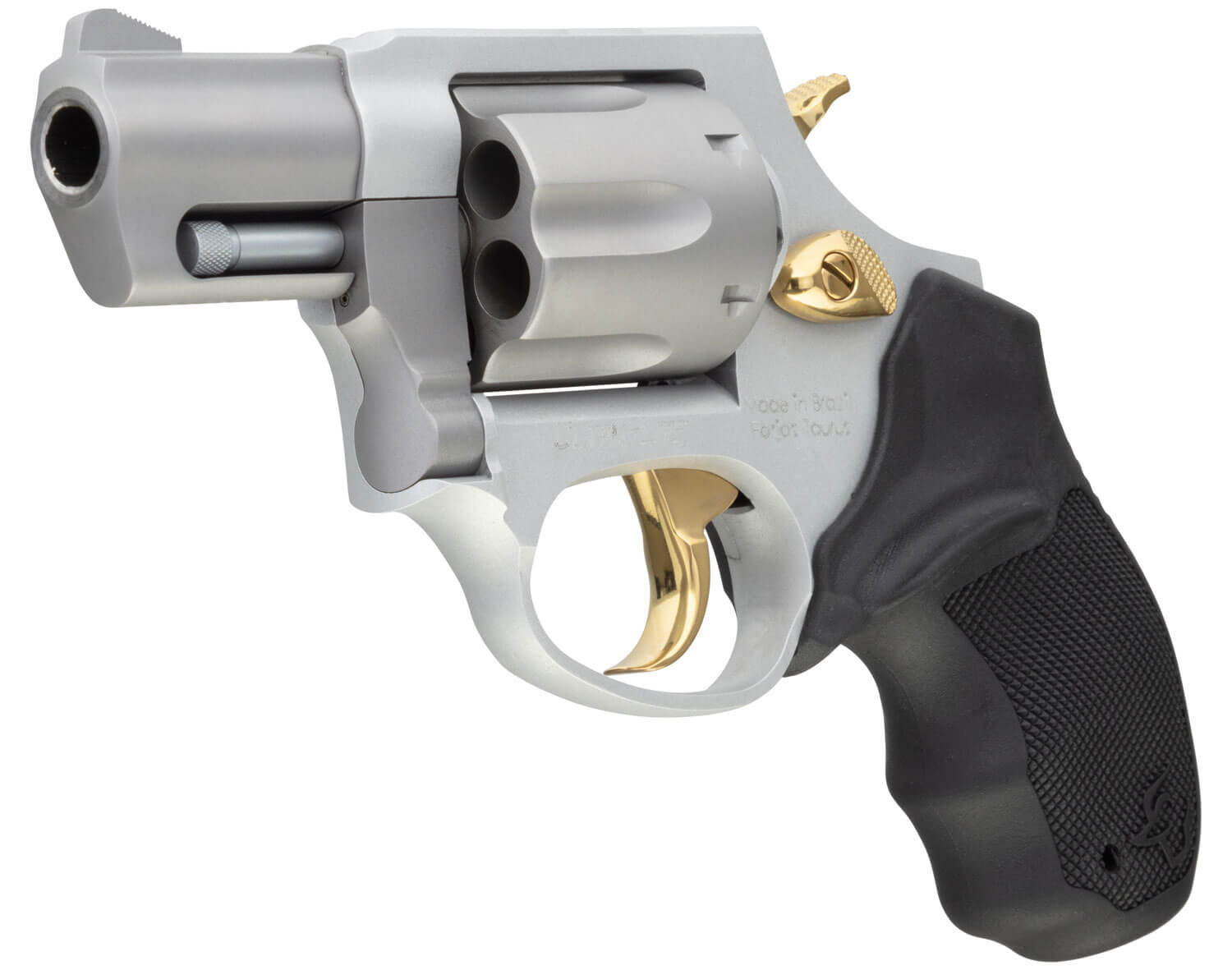 Taurus 2856029ULGLD 856 Ultra-Lite 38 Special Caliber with 2" Barrel 6rd Capacity Cylinder Overall Matte Finish Stainless Steel Gold Trigger/Hammer Frame & Finger Grooved Black Rubber Grip - Image 4