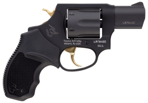 Taurus 2856021ULGLD 856 Ultra-Lite 38 Special Caliber with 2" Barrel 6rd Capacity Cylinder Overall Matte Black Metal Finish Gold Trigger/Hammer Frame & Finger Grooved Black Rubber Grip
