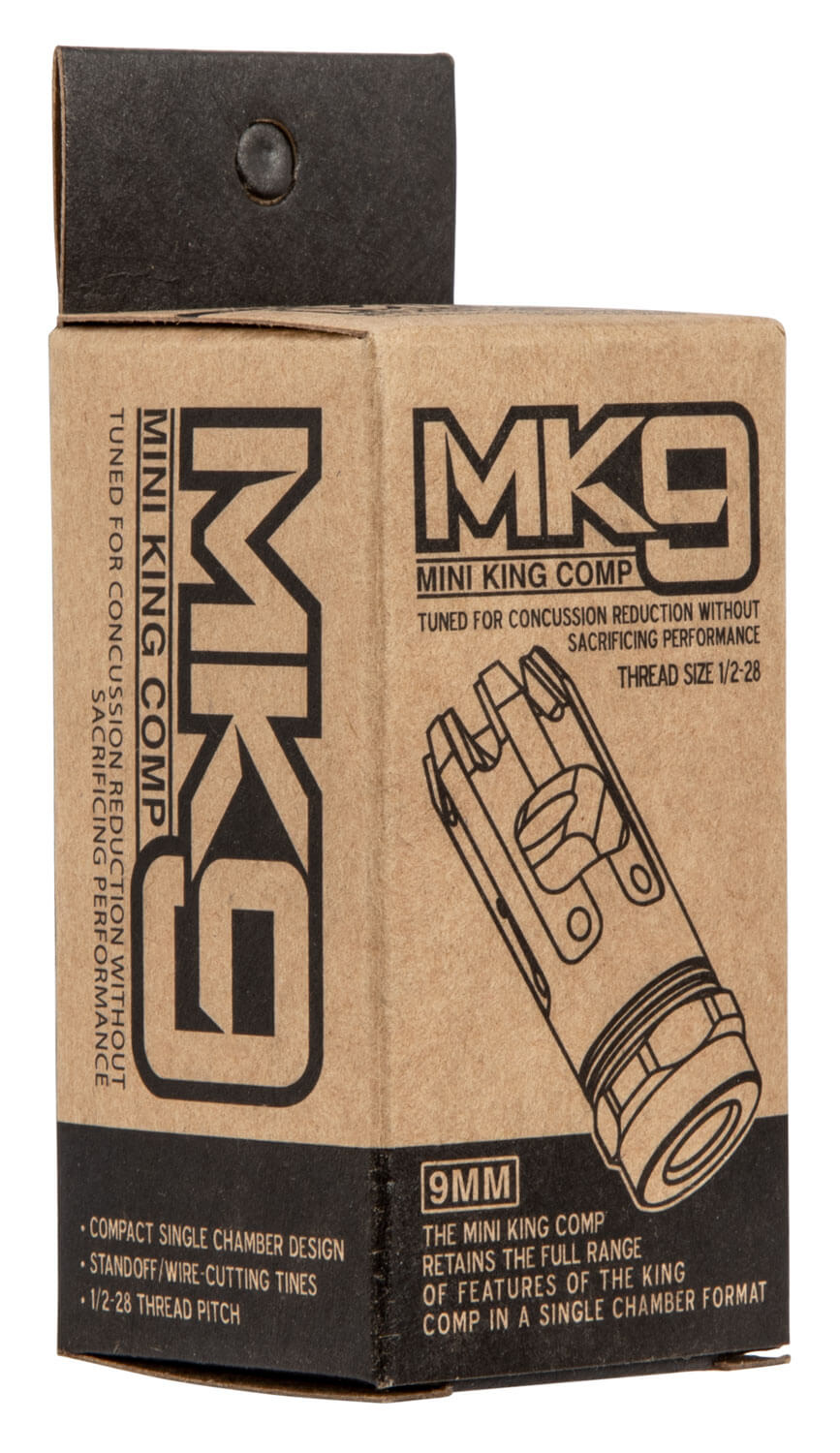 Strike Industries MK9COMP Mini King Comp Black Steel with 1/2"-28 tpi Threads & 2.30" OAL for 9mm Luger AR-Platform - Image 2