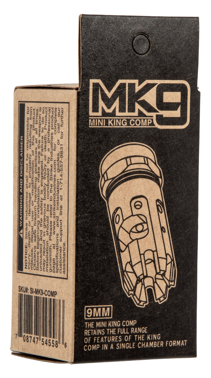 Strike Industries MK9COMP Mini King Comp Black Steel with 1/2"-28 tpi Threads & 2.30" OAL for 9mm Luger AR-Platform - Image 3