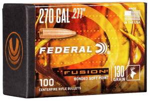 Federal FB277F2 Fusion Component  270 Win .277 130 gr Fusion Soft Point 100rd Box/ 4 Case