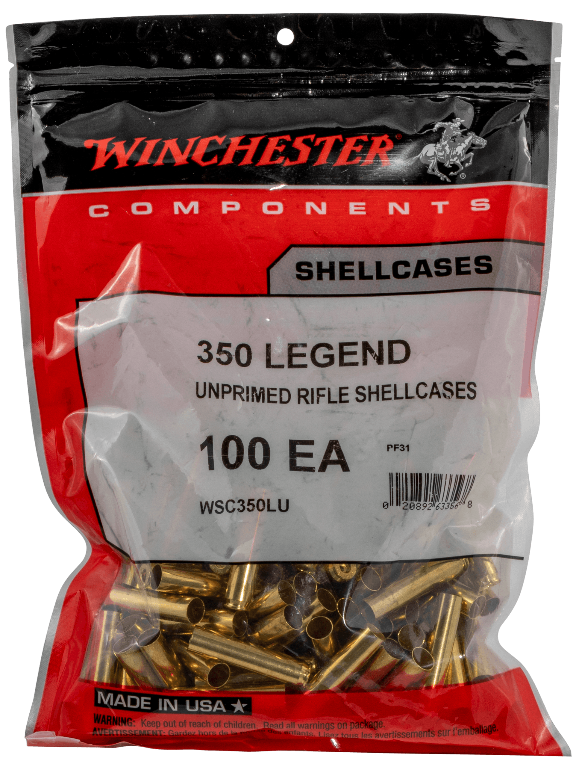 Winchester Ammo WSC350LU Unprimed Cases 350 Legend Rifle Brass/ 100 Per Bag