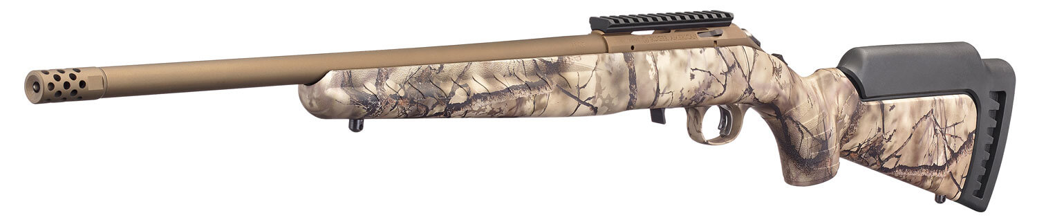 Ruger 8372 American Rimfire Full Size 22 LR 9+1 18" Bronze Cerakote Threaded Barrel Bronze Cerakote Picatinny Rail Steel Receiver GoWild Camo I-M Brush Synthetic Fixed Stock Right Hand - Image 4