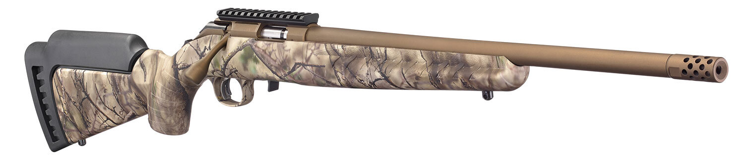 Ruger 8372 American Rimfire Full Size 22 LR 9+1 18" Bronze Cerakote Threaded Barrel Bronze Cerakote Picatinny Rail Steel Receiver GoWild Camo I-M Brush Synthetic Fixed Stock Right Hand - Image 5
