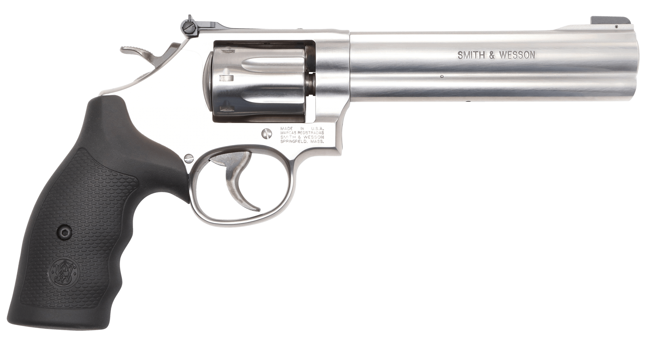 Smith & Wesson 12460 Model 648 22 WMR Stainless Steel 6" Full Underlug Barrel 8rd Cylinder & K-Frame Synthetic Grip Internal Lock