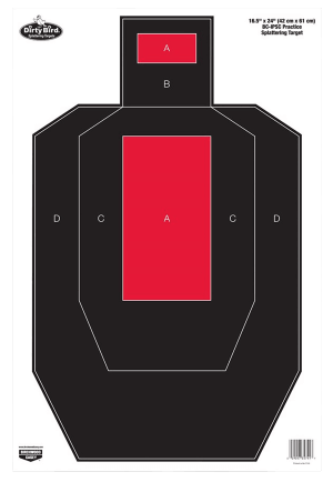 Birchwood Casey 35743 Dirty Bird  IPSC Tagboard Hanging Pistol 16.50" x 24" Black/Red White Impact Splatter 3 Per Pkg