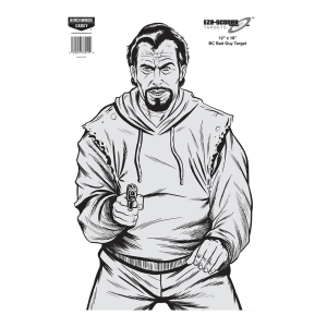Birchwood Casey 37205 EZE-Scorer Bad Guy Silhouette Paper Hanging Pistol 12" x 18" Black/Gray/White 10 Pk.