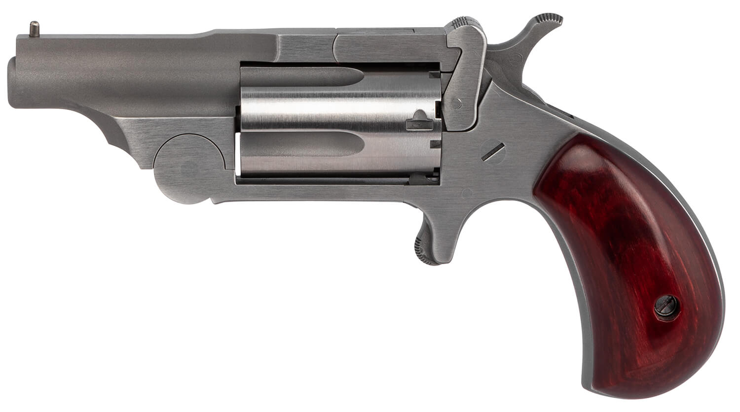 North American Arms 22MCR Ranger II 22 LR or 22 WMR Caliber with 1.63" Barrel 5rd Capacity Cylinder Overall Stainless Steel Finish & Rosewood Birdshead Grip Includes Cylinder - Image 2