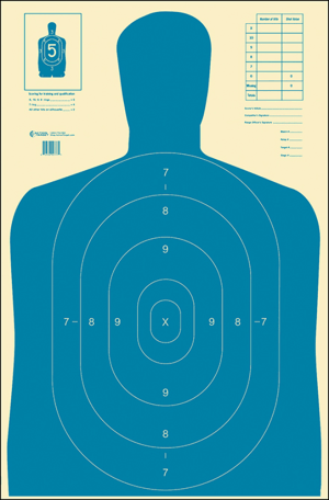 Action Target B27EBLUE100 Qualification Economy Silhouette Paper Hanging 23" x 35" Blue/White 100rd Box