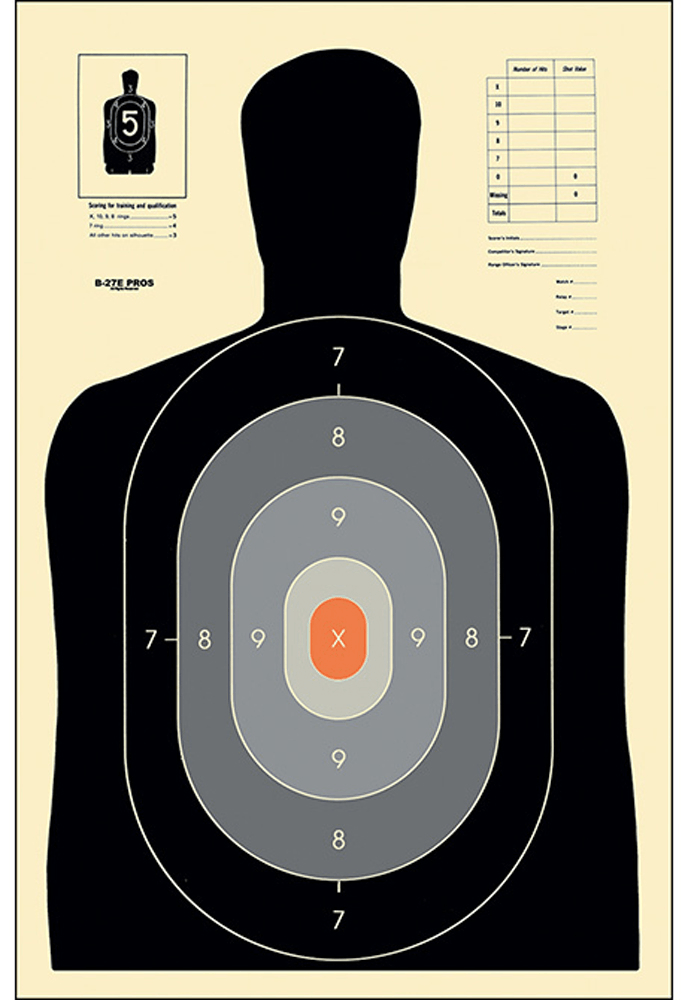 Action Target B27EPROS100 Qualification Pros Silhouette Paper Hanging 23" x 35" Black/Gray/White 100rd Box