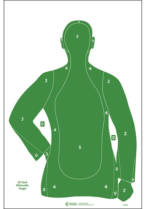 Action Target B21EGREEN100 Qualification  Silhouette Paper Hanging 23" x 35" Green 100rd Box