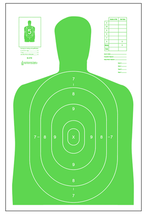 Action Target B27ELGR100 Qualification High Visibility Silhouette Paper 23"x35" Fluorescent Green/White 100rd Box