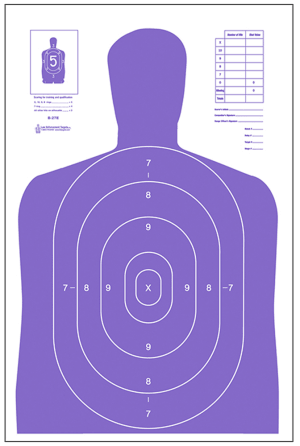 Action Target B27EPR100 Qualification High Visibility Fluorescent Silhouette Paper 23" x 35" Fluorescent Purple/White 100rd Box