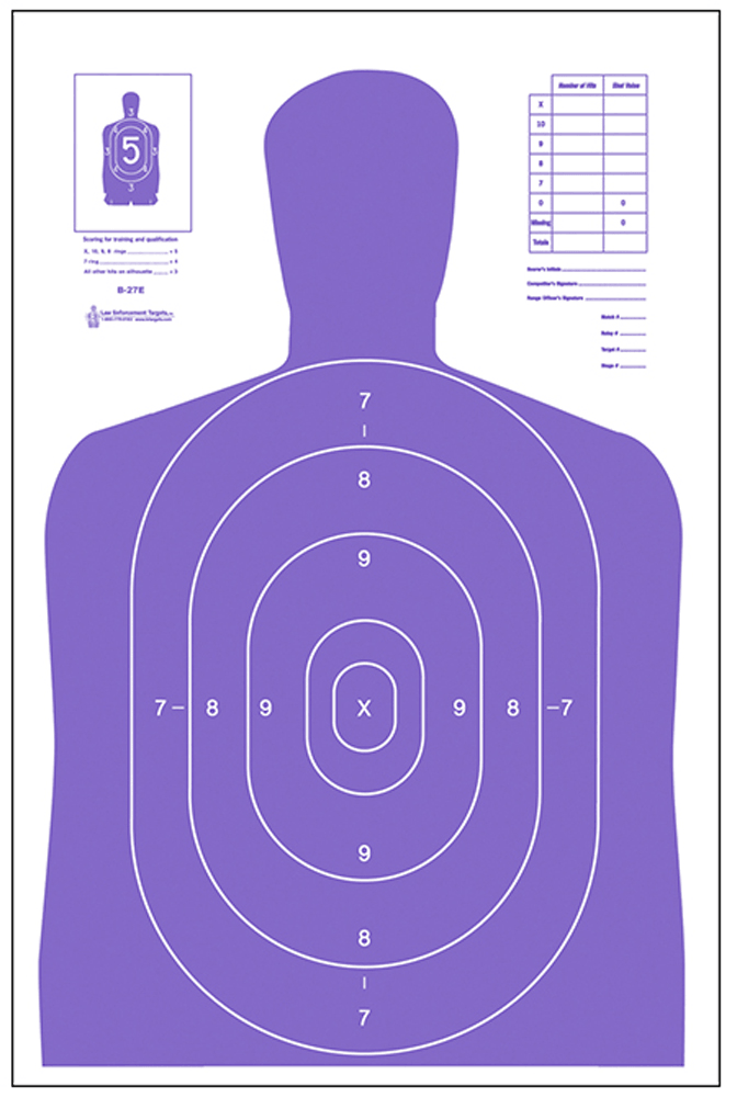 Action Target B27EPR100 Qualification High Visibility Fluorescent Silhouette Paper 23" x 35" Fluorescent Purple/White 100rd Box