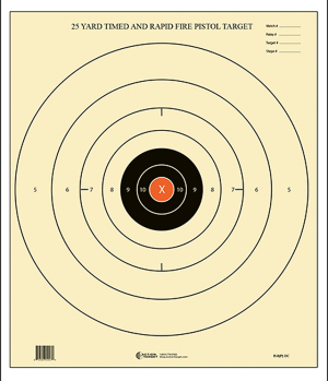 Action Target B8POC100 Competition NRA Time & Rapid Fire Bullseye Paper 25 yds 21" x 24" Black/White 100rd Box