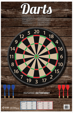 Action Target GSDARTS100 Entertainment Dart Board Paper Hanging 23" x 35" Multi-Color 100rd Box