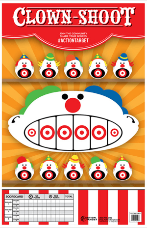 Action Target GSCARCLWN100 Entertainment Clowns Paper Hanging 23" x 35" Multi-Color 100rd Box