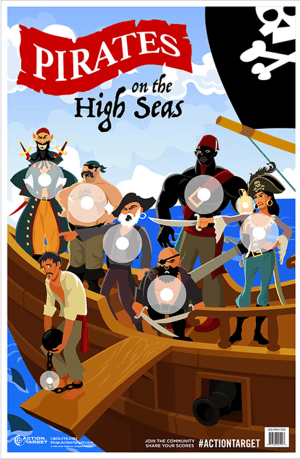 Action Target GSPIRATES100 Entertainment  Pirates/Sailor Paper Hanging 23" x 35" Multi-Color 100rd Box