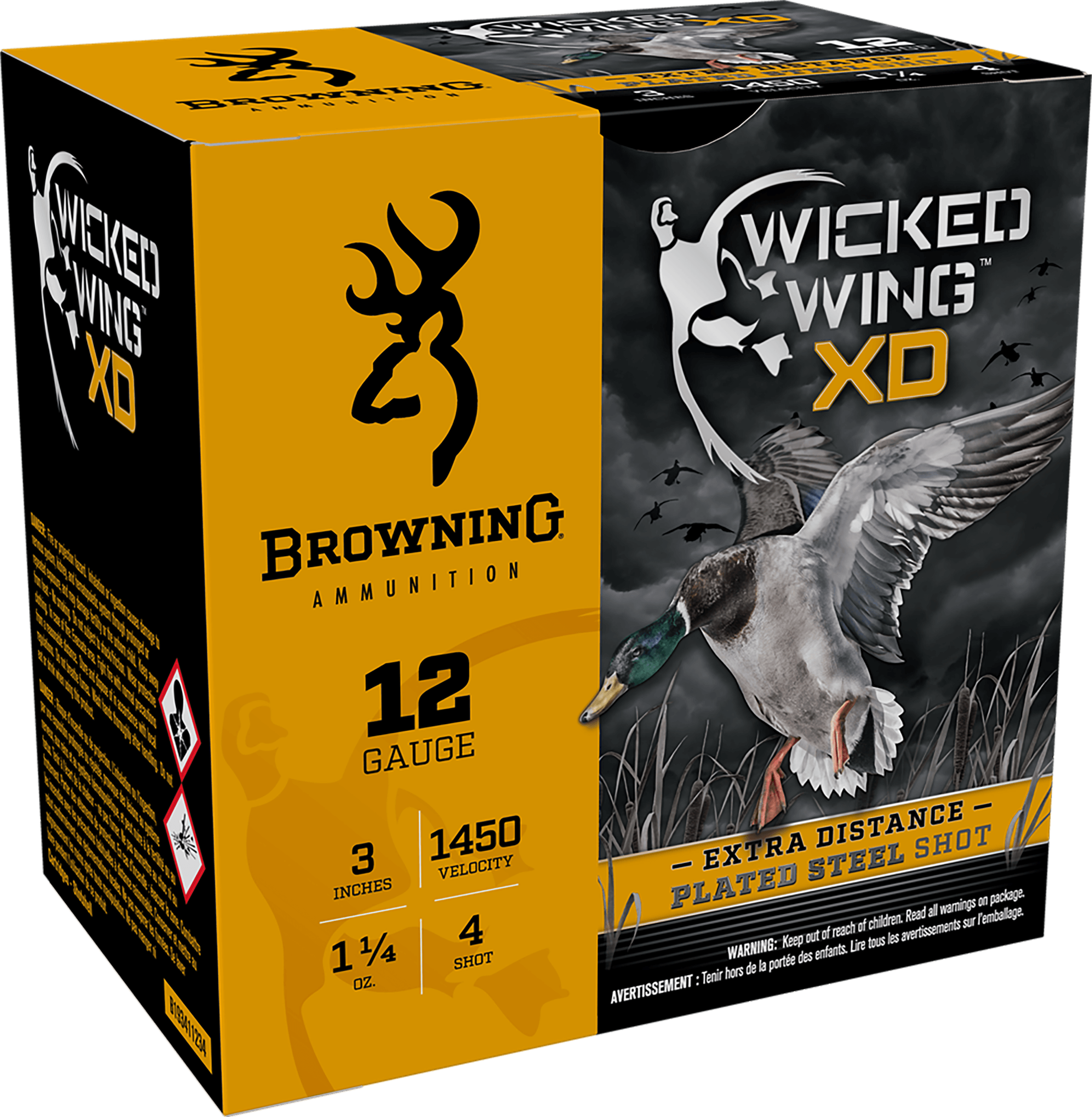 Browning Ammo B193411234 Wicked Wing XD 12Gauge 3" 1 1/4oz 4Shot 25rd Box