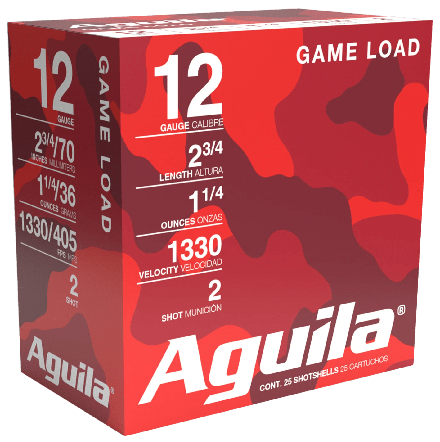 Aguila 1CHB1202 Birdshot High Velocity 12Gauge 2.75" 1 1/4oz 2Shot 25rd Box