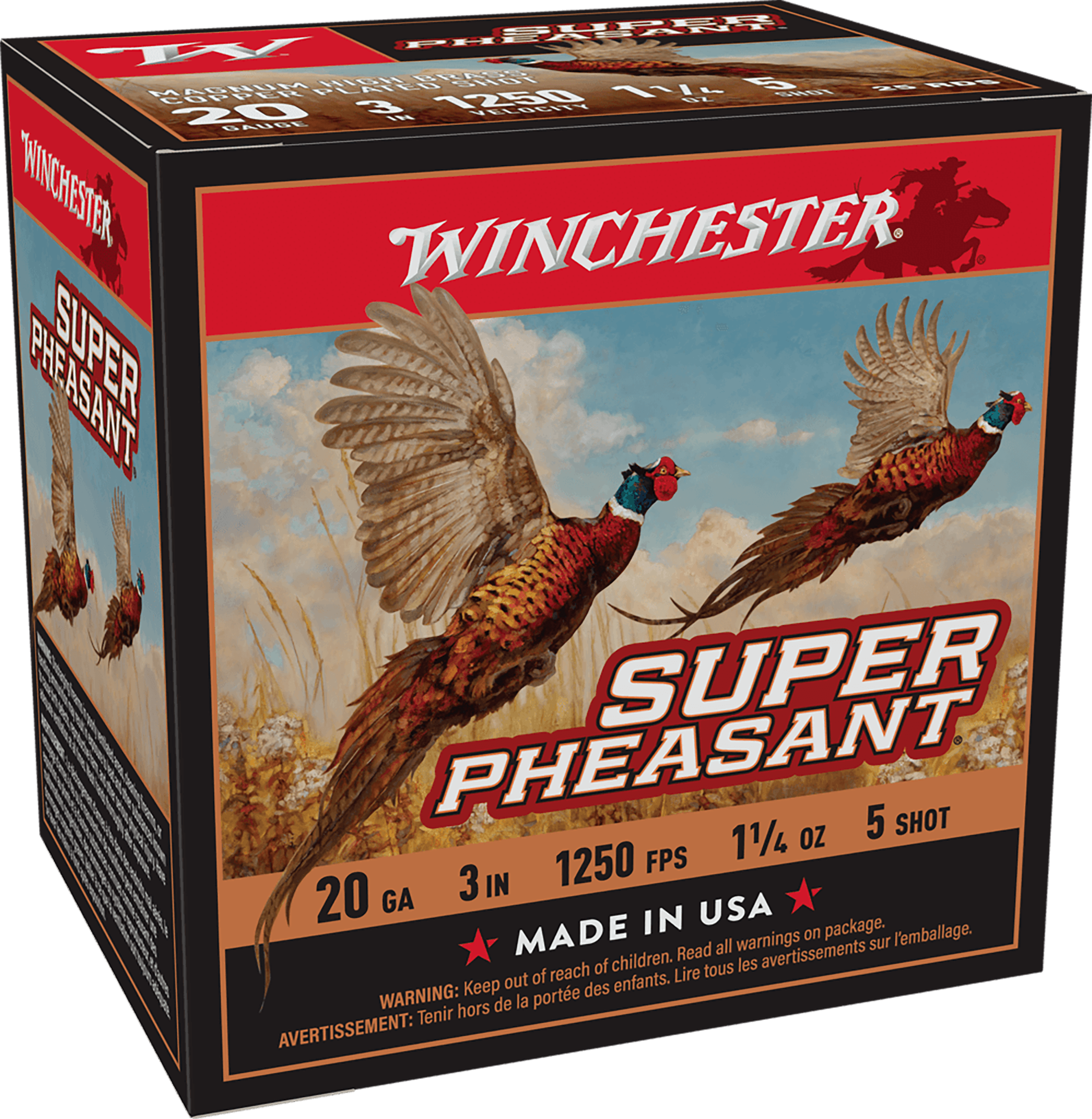 Winchester Ammo X203PH5 Super Pheasant Magnum High Brass 20 Gauge 3" 1 1/4 oz 5 Shot 25 Bx