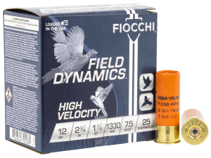 Fiocchi 12HV75 Field Dynamics High Velocity 12 Gauge 2.75" 1 1/4 oz 1330 fps 7.5 Shot 25rd Box