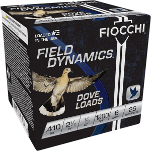 Fiocchi 410GT8 Field Dynamics Dove & Quail 410Gauge 2.50" 1/2oz 8Shot 25rd Box