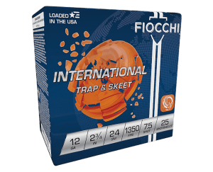 Fiocchi 12IN2475 Exacta Target International Trap & Skeet 12Gauge 2.75" 24gram 7.5Shot 25rd Box