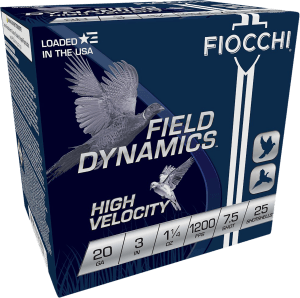 Fiocchi 203HV75 Field Dynamics High Velocity 20Gauge 3" 1 1/4oz 7.5Shot 25rd Box
