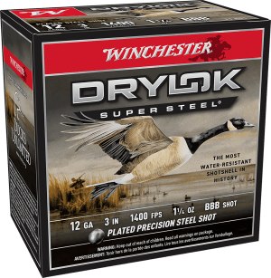 Winchester Ammo XSC123BBB Drylok Super Steel Magnum 12 Gauge 3" 1 1/4 oz BBB Shot 25rd Box