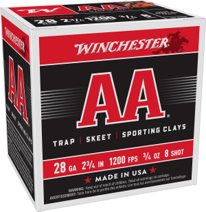 Winchester Ammo AA288 AA  28 Gauge 2.75" 3/4 oz 8 Shot 25rd Box