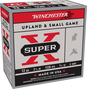 Winchester Ammo X12P4 Super X Game Load High Brass 12 Gauge 2.75" 1 1/4 oz 4 Shot 25 Bx for Pheasant