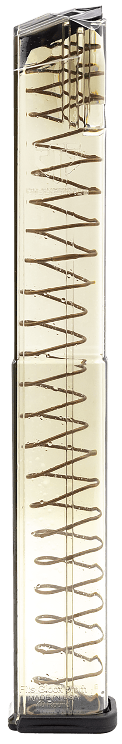 ETS Group GLK1840 Pistol Mags 40rd Extended 9mm Luger Compatible w/ Glock 17/18/19/26/34/45 Clear Polymer