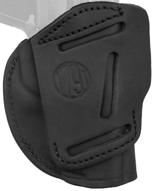 1791 Gunleather 4WH1SBLL 4-Way IWB/OWB 01 Stealth Black Leather Belt Clip Fits 3-4" Barrel 1911 Left Hand