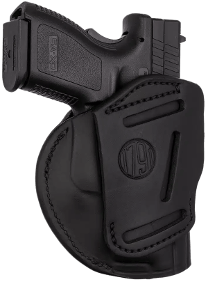 1791 Gunleather 4WH5SBLL 4-Way IWB/OWB 05 Stealth Black Leather Belt Clip Fits S&W M&P/Springfield XD/Glock 17/HK VP9 Left Hand