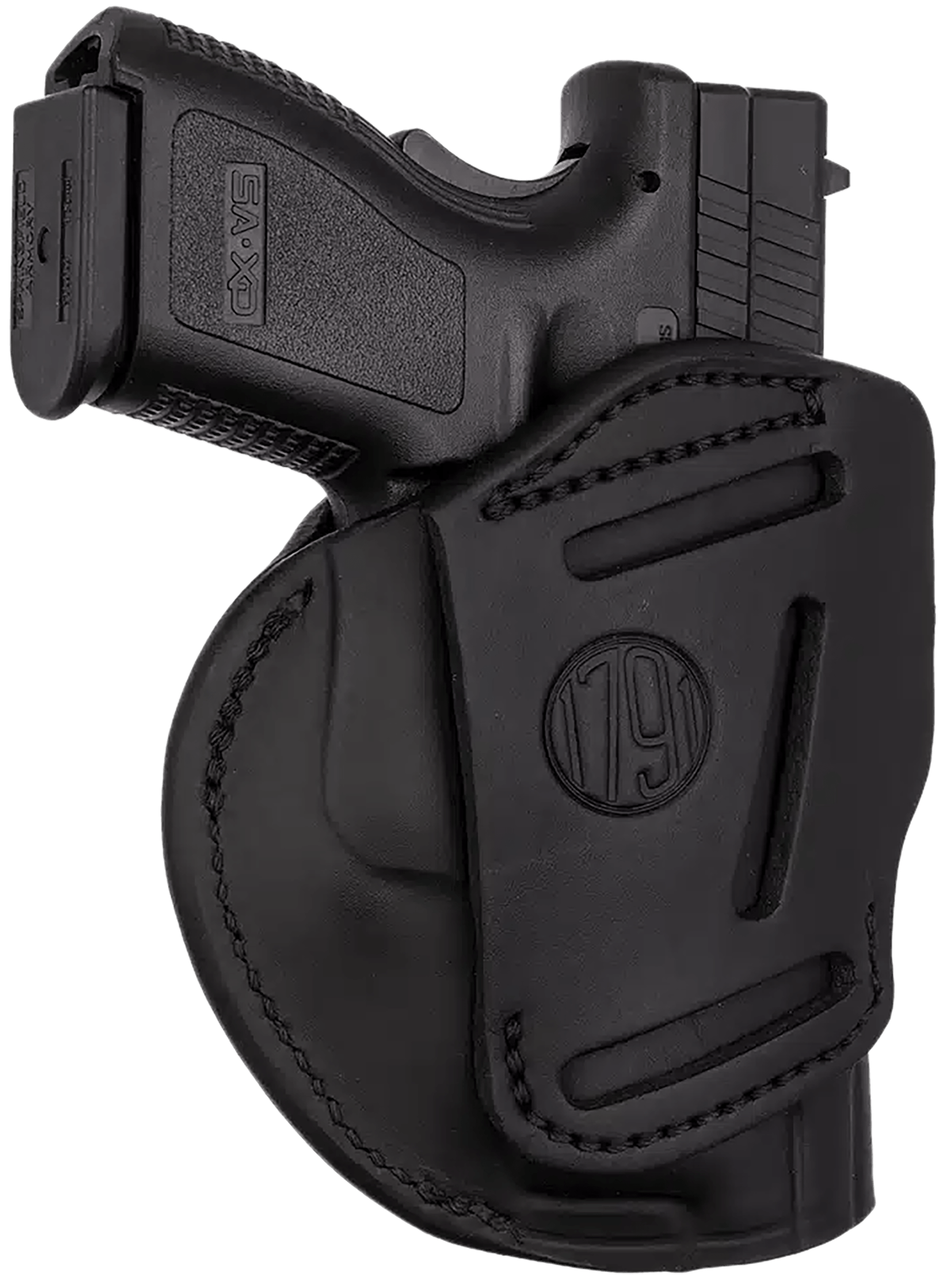 1791 Gunleather 4WH5SBLL 4-Way IWB/OWB 05 Stealth Black Leather Belt Clip Fits S&W M&P/Springfield XD/Glock 17/HK VP9 Left Hand