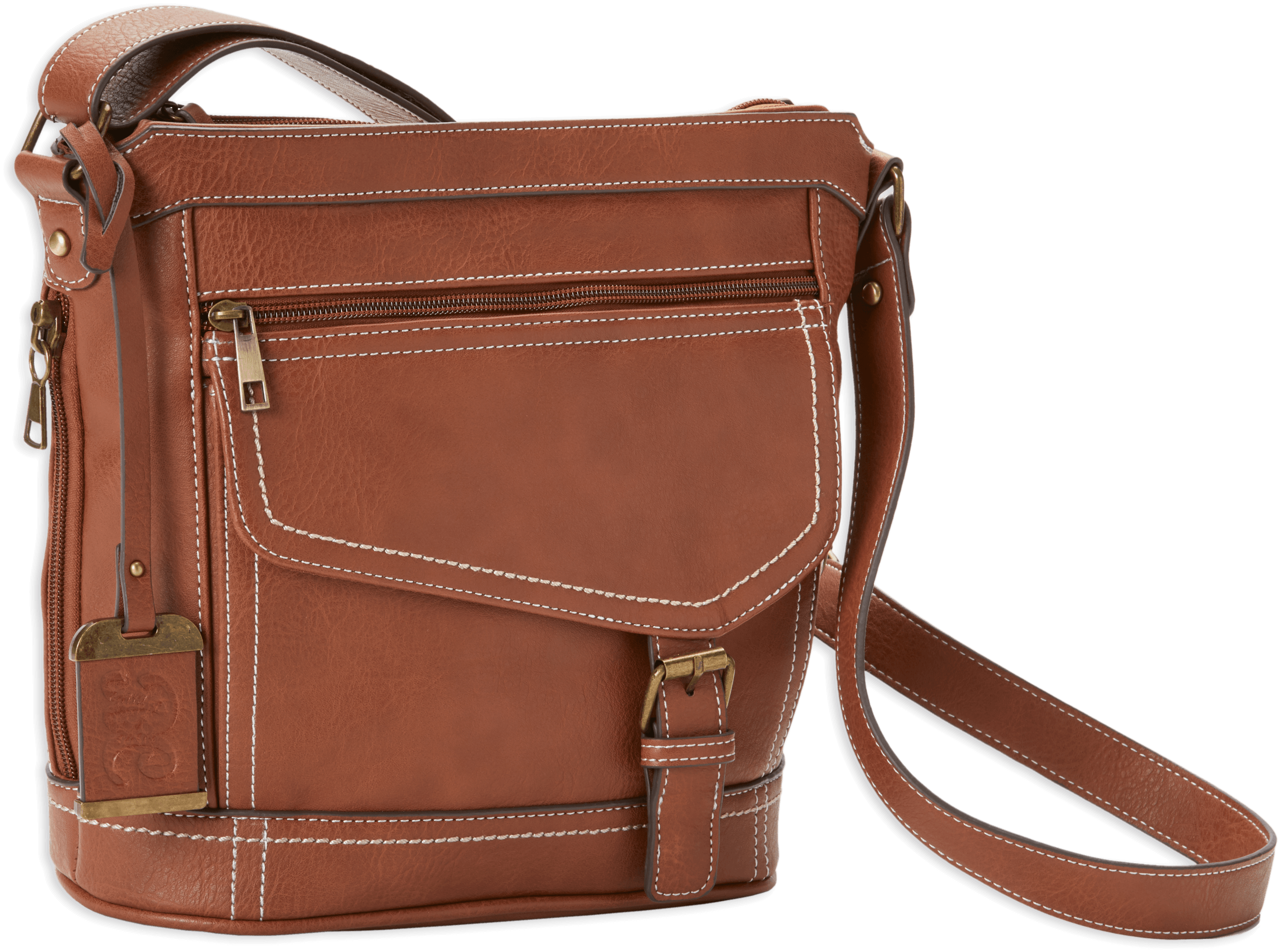Bulldog BDP045 Bucket Conceal Carry Purse Saddle PU Leather 10" x 10" x 5" Includes Color Matched Holster