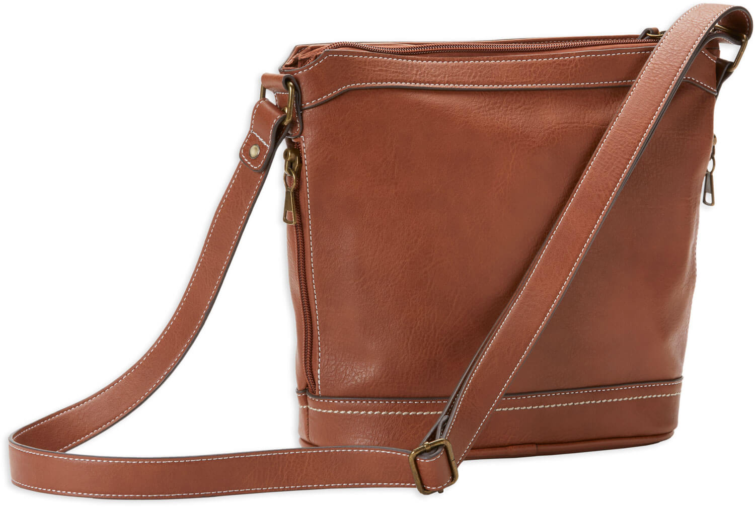 Bulldog BDP045 Bucket Conceal Carry Purse Saddle PU Leather 10" x 10" x 5" Includes Color Matched Holster - Image 2